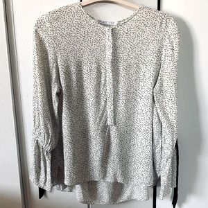 ZARA Polka Dot Bell Sleeves Top Black Ribbon Accents Zara Basic Z1975 Denim (M)